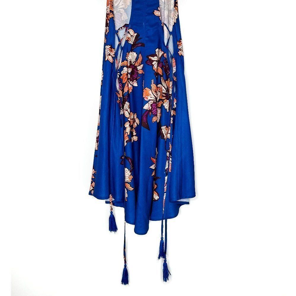 Floral Sleeveless Lace Up Tassel Tunic Dress - Picture 6 of 8